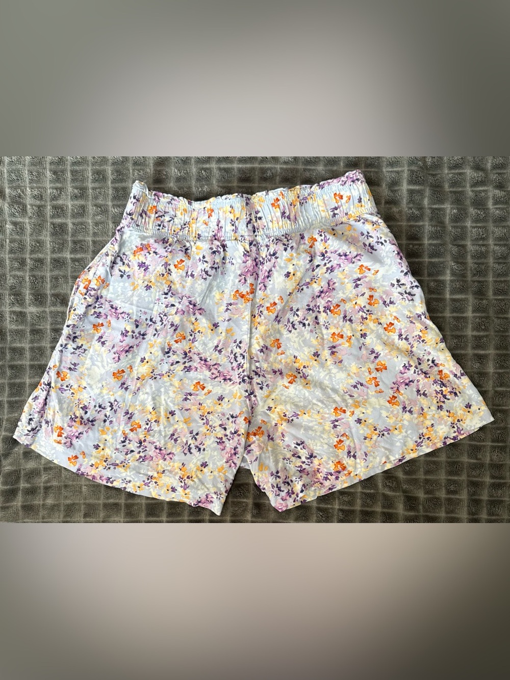 2/$15 H&M Med Floral Elastic-Waist Women’s Shorts Light Blue Orange Purple (B3) - Picture 4 of 5